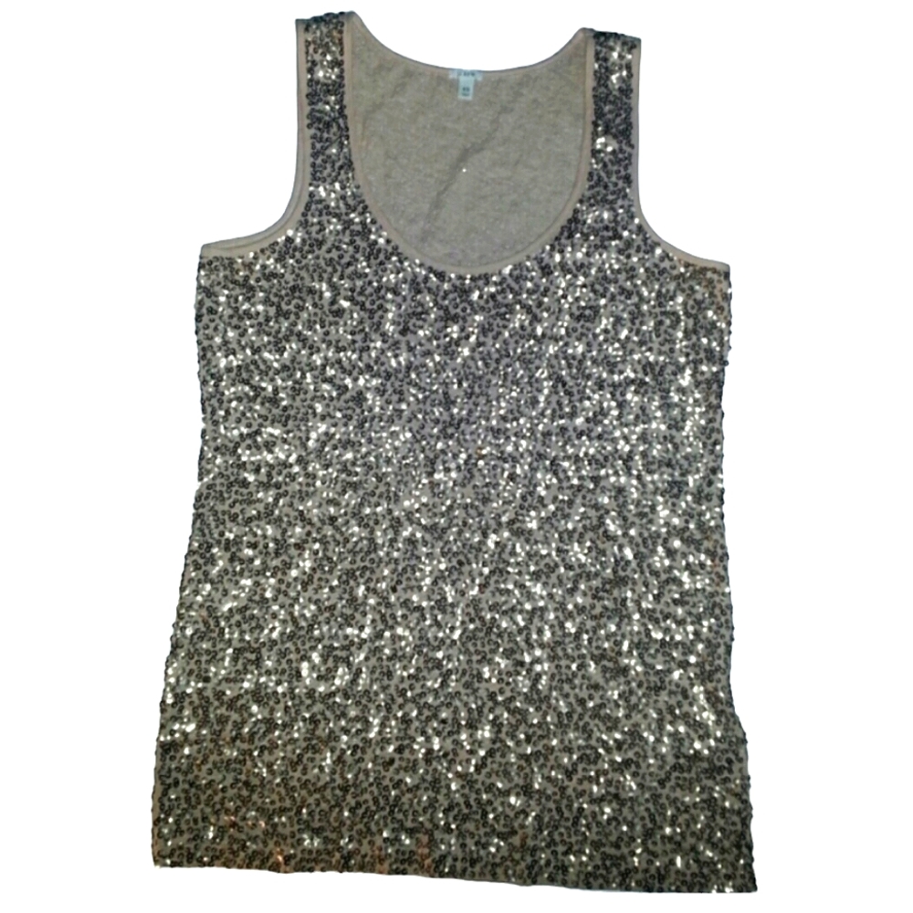 RARE J. Crew SEQUIN Gold SPARKLE Party Top Summer SHIMMER Birthday Bling XS